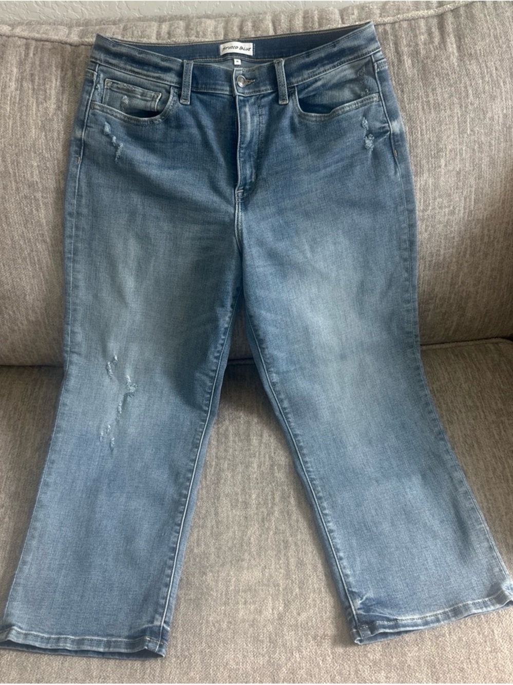 Studio Light Blue Distressed Flare Jeans